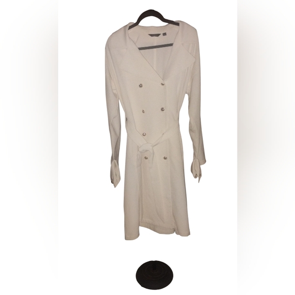 G by Giuliana Jackets & Blazers - G by Giuliana Black Label Stretch Twill BlendTrench Coat Ivory Career Work SZ L